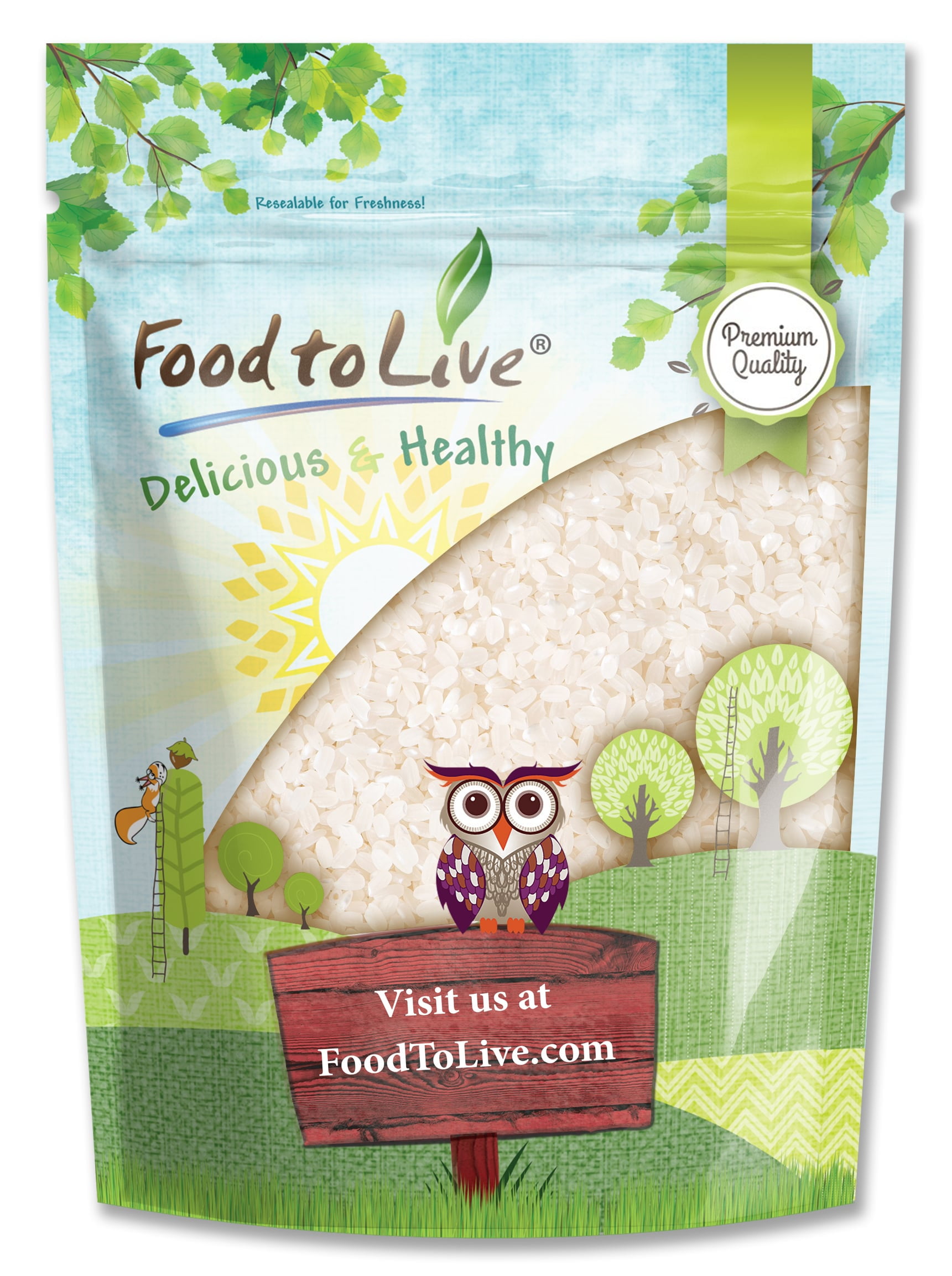 Short Grain White Rice, 2 Pounds  Kosher, Raw, Vegan  by Food to Live