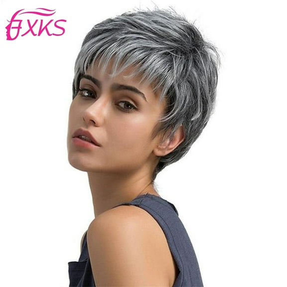 Short Gray Wavy Synthetic Wig With Side Swept Bangs, (and Other Styles) For Women & Girls