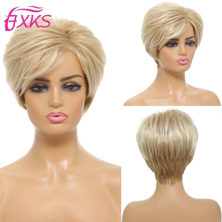 Short Gray Wavy Synthetic Wig with Side-Swept Bangs, Pixie  display picture 3
