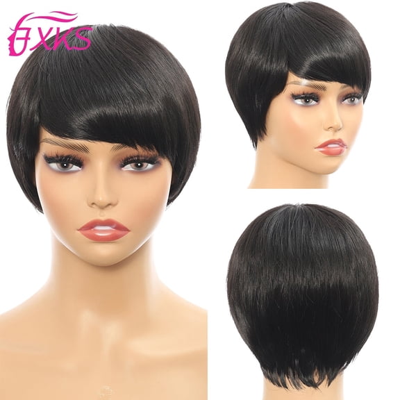 Short Gray Wavy Synthetic Wig With Side Swept Bangs, (and Other Styles) For Women & Girls