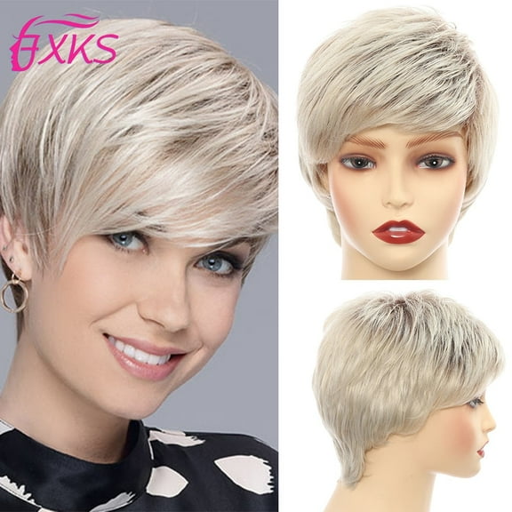 Short Gray  Wavy Synthetic Wig With Side Swept Bangs, (and Other Styles) For Women & Girls