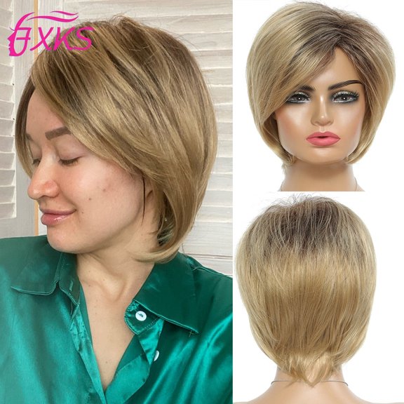 Short Gray  Wavy Synthetic Wig With Side Swept Bangs, (and Other Styles) For Women & Girls