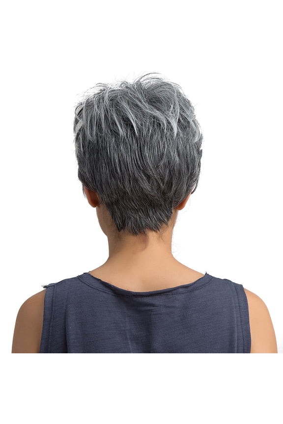 Short Grey Wigs - Gray White Pixie Cut Wigs for Women, Synthetic Layered Short Hair, Natural Looking, Adjustable Cap, Daily Use, Party Wear, Stylish Short Wig, Holiday Gift, Women