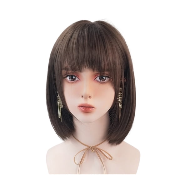 Short Hair Wigs with Bangs for Women - Stylish Full Head Coverage for Round Face Shapes