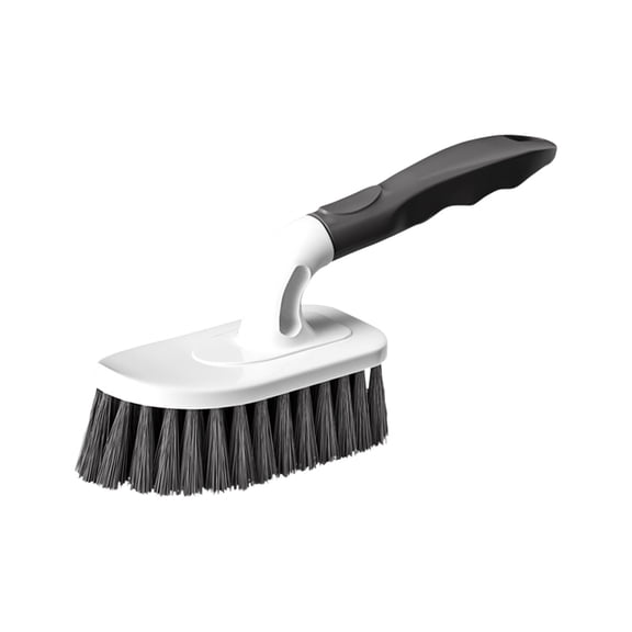 Short Handle Cleaning Brush 8.27 Inch - Stiff Bristle Scrub Brush with Soft Rubber Grip, Multi-Surface Scraper for Bathroom, Kitchen, Tile & Car, Home Cleaning Tool