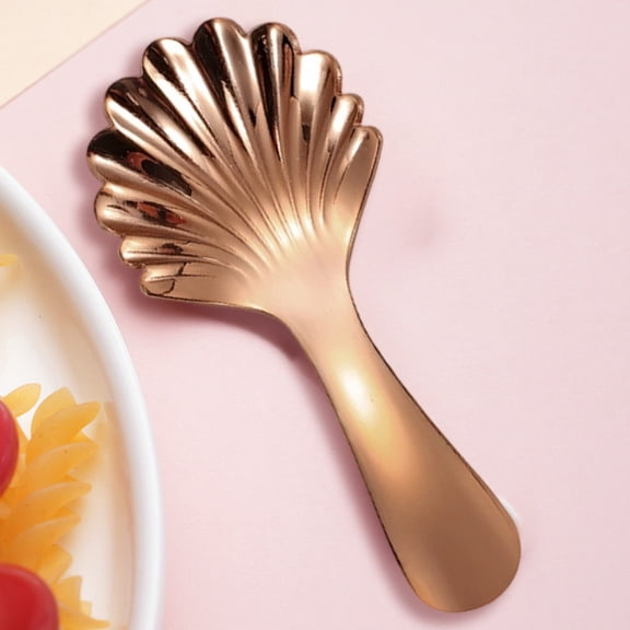 Short Handle Coffee Spoons, 1.7x4inch Shell Shaped Stainless Steel Mini Spoons, Easys to Clean, Ideal for Coffee, Tea, Candy, and Condiment Canisters(Rose Gold)