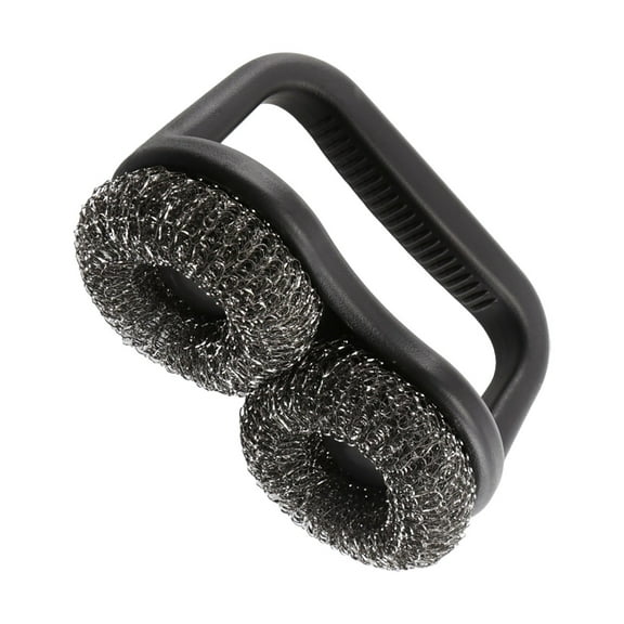 Short Handle Mesh Scrubber Grill Brush Grill Brush With Scraper For Outdoor Grills Steam Cleaning Oversized Comfortable Handle Grip With BBQ Tools Black Stone for Counters Soap Brush Grease Remover