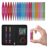 Short Interchangeable Knitting Needles Set, 2-Inch Circular Needles Kit with 12 Sizes and and Flexible Cables for Socks, Hats and Sweaters