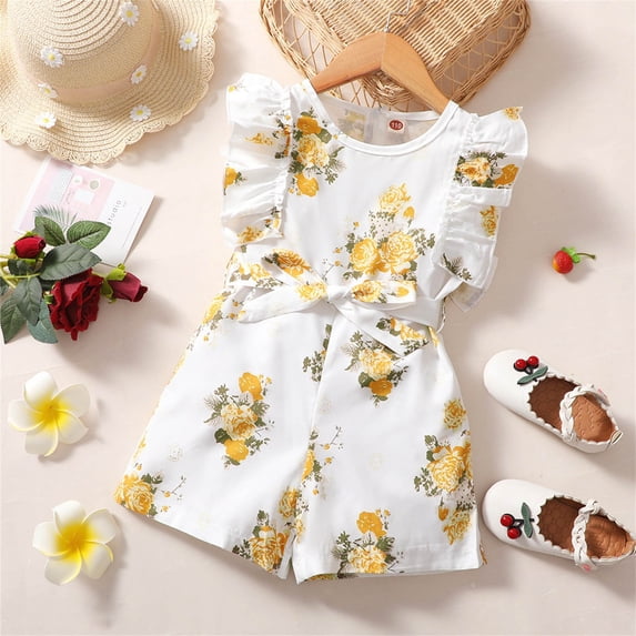 Short Jumpsuit Girls Piece Capris Short Sleeved Jumpsuit Waist Jumpsuit