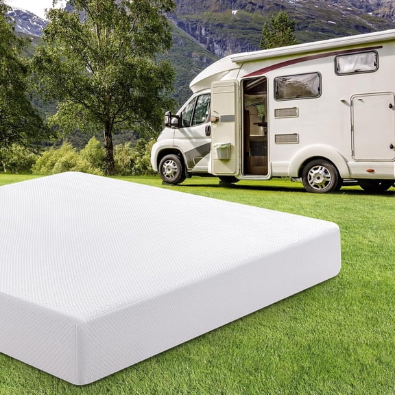 Short King RV Mattress 10 Inch Memory Foam Mattresses with Tencel Cover, Premier Cooling Green Tea/Gel Medium Firm Bed Mattress in Box for Trailer/Truck/ Mattresses in US CertiPUR-US 75'' x 72''