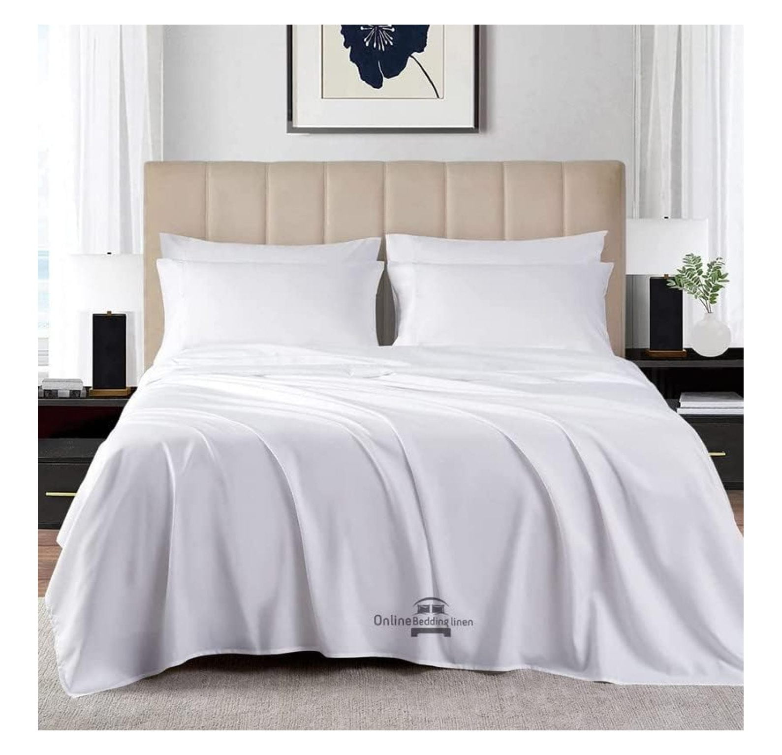 Short King Sheets Set 4 Pc, 100 Egyptian Cotton 800 Thread Count
