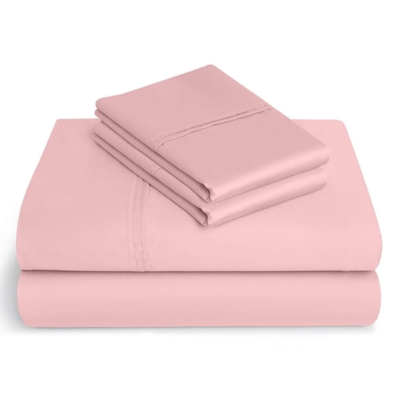 Short King Size Giza Sheets - Premium 400-Thread-Count Soft 100% Pure Giza Egyptian Cotton 4PC Bed Sheet Set, 18" Inches Deep Pockets - Pink
