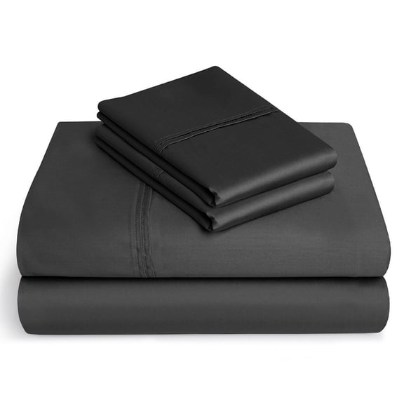 Short King Size Giza Sheets - Premium 400-Thread-Count Soft 100% Pure Giza Egyptian Cotton 4PC Bed Sheet Set, 30" Inches Deep Pockets - Dark Grey
