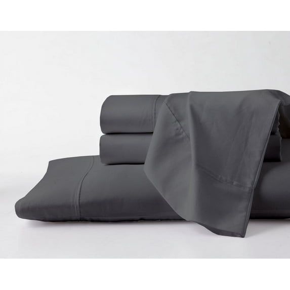 Short King Size Giza Sheets - Premium 600-Thread-Count Soft 100% Pure Giza Egyptian Cotton 4PC Bed Sheet Set, 18" Inches Deep Pockets - Dark Grey