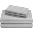 thumbnail image 1 of Short King Size Giza Striped Pattern Sheets - Premium 400-Thread-Count Soft 100% Pure Giza Egyptian Cotton 4PC, 21" Inches Deep Pockets - Silver Grey Stripe, 1 of 7
