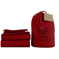 Short King Size Organic Cotton Sheet Set- 600-Thread-Count 100% Organic - 10" Deep Pockets 600TC Organic Sheets - Burgundy