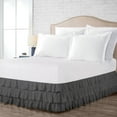 thumbnail image 1 of Short King Size Tailored Drop Multi Ruffled Solid Bed Skirt with Adjustable Elastic Belt Microfiber Fabric Fade & Wrinkle Resistant Bed Frame Cover Easy to Fit & Care (27 Inch Drop, Dark Gray), 1 of 4