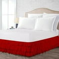 thumbnail image 1 of Short King Size Tailored Drop Multi Ruffled Solid Bed Skirt with Adjustable Elastic Belt Microfiber Fabric Fade & Wrinkle Resistant Bed Frame Cover Easy to Fit & Care (18 Inch Drop, Blood Red), 1 of 4