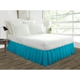 thumbnail image 1 of Short King Size Tailored Drop Ruffled Solid Bed Skirt with Adjustable Elastic Belt Microfiber Fabric Fade & Wrinkle Resistant Bed Frame Cover Easy to Fit & Care (11 Inch Drop, Turquoise Blue), 1 of 4