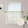 thumbnail image 1 of Short Kitchen Curtains 2 Tiers Sheer Window Curtains Elegant Leaf Floral Printed Rod Pocket Faux Linen Texured Curtains Cafe Curtains 26"*45" yellow, 1 of 7