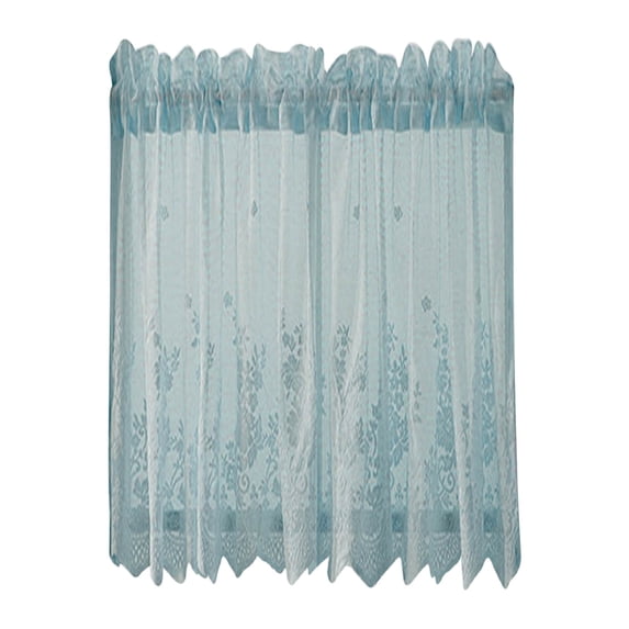 Short Lace Curtains, 1 Panel Floral Lace Sheer Curtains, 35.4X29.1" Vintage Lace Kitchen Curtains, Elegant Short Window Drapes, Country Rustic Floral Lace Curtains for Bedroom Living Room