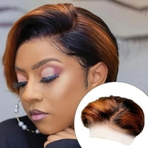 Short Lace Front Wigs for Black Women, Pixie Cut Wigs High Density Human Hair, Khaki, 5.6oz, 2.7inch