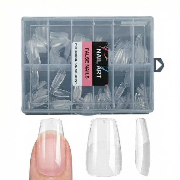 Short Ladder Transparent Nail Patch, 216 Small Transparent Almond Nail Soft Gel Fake Nail Patches, Used for Nail Art, Semi Frosted Ultra-Thin Nail Patches, for Girls to Use in DIY Salons at Home