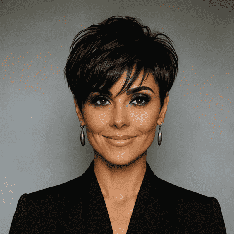 Short Layered Pixie Cut Human Hair Wigs With Bangs Chic Elegent Pixie Cut Wigs Lightweight Wavy Full Machine Made Wear and Go None Lace Front Wigs with Bangs
