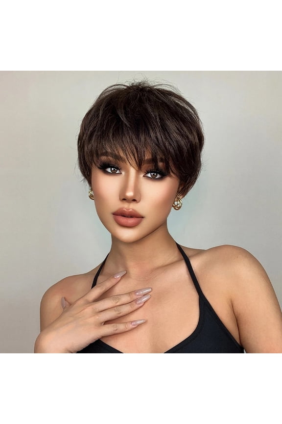 Short Layered Pixie Cut Women's Short Layered Cut Wig High Temperature Synthetic Hair Comfortable Breathable looking Hair for Daily Party Use