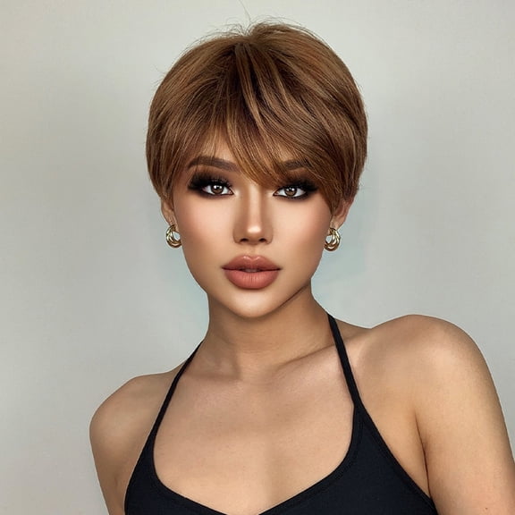 Short Layered Pixie Cut Women's Short Layered Cut Wig High Temperature Synthetic Hair Comfortable Breathable looking Hair for Daily Party Use