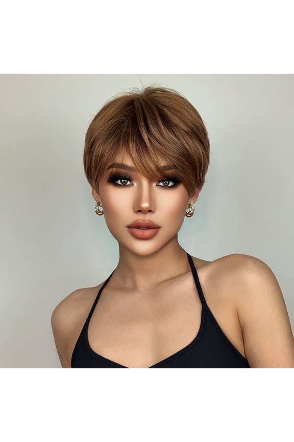 Short Layered Pixie Cut Women's Short Layered Cut Wig High Temperature Synthetic Hair Comfortable Breathable looking Hair for Daily Party Use