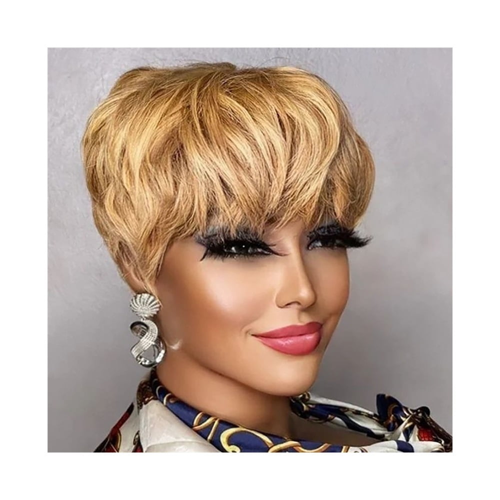 Short Layered Pixie Human Hair Wigs for Black Women Human Hair wigs With Bangs