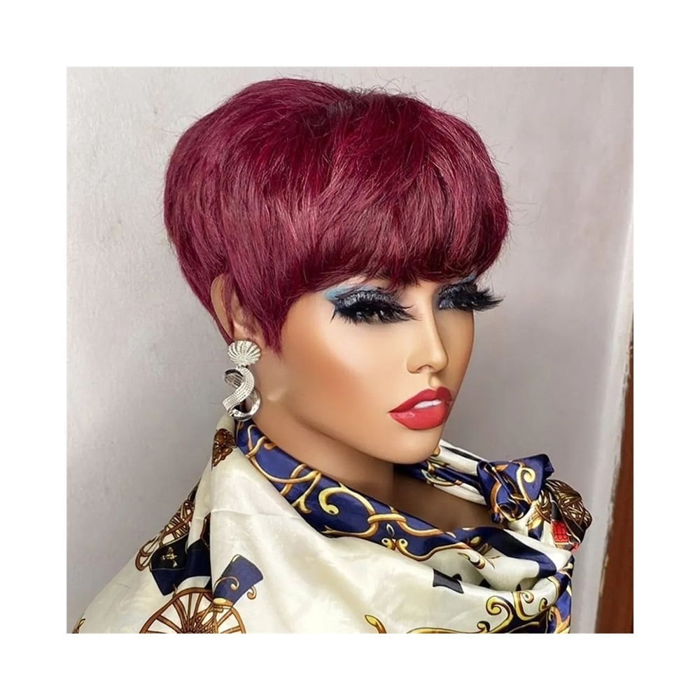Short Layered Pixie Human Hair Wigs for Black Women Human Hair wigs With Bangs