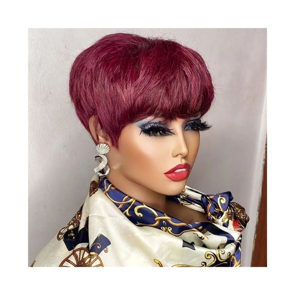Short Layered Pixie Human Hair Wigs for Black Women Human Hair wigs With Bangs