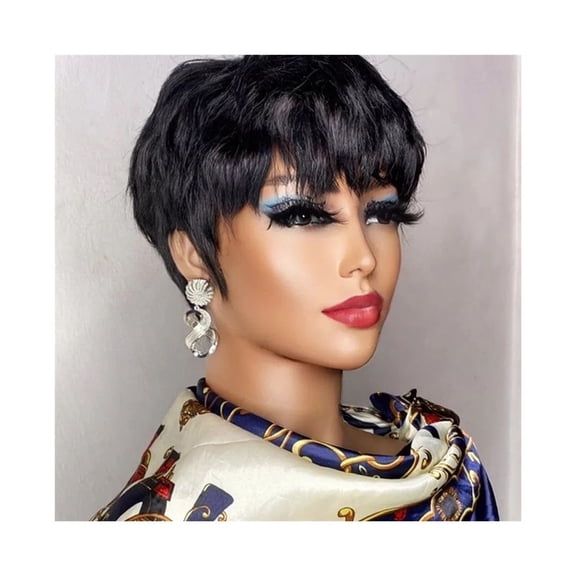 Short Layered Pixie Human Hair Wigs for Black Women Human Hair wigs With Bangs