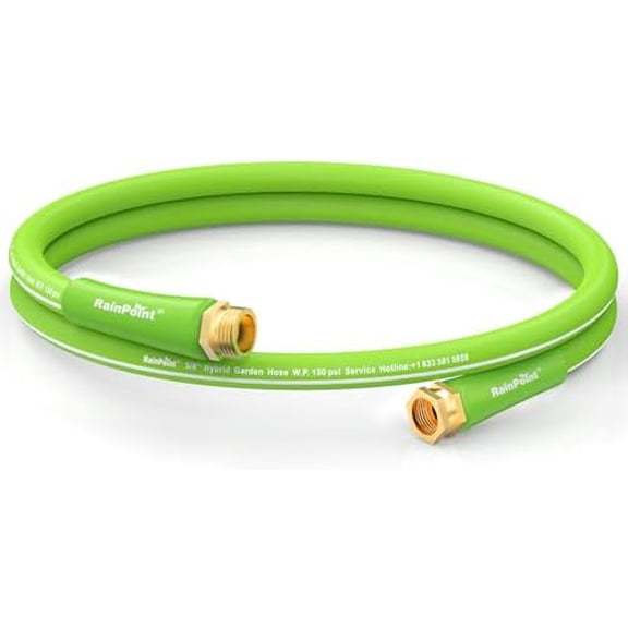 Short Leader Garden Hose 5ft - Lightweight Water Hose with Swivel Handle - Flexible, Heavy Duty, Hybrid Rubber, with Male to Female Fittings