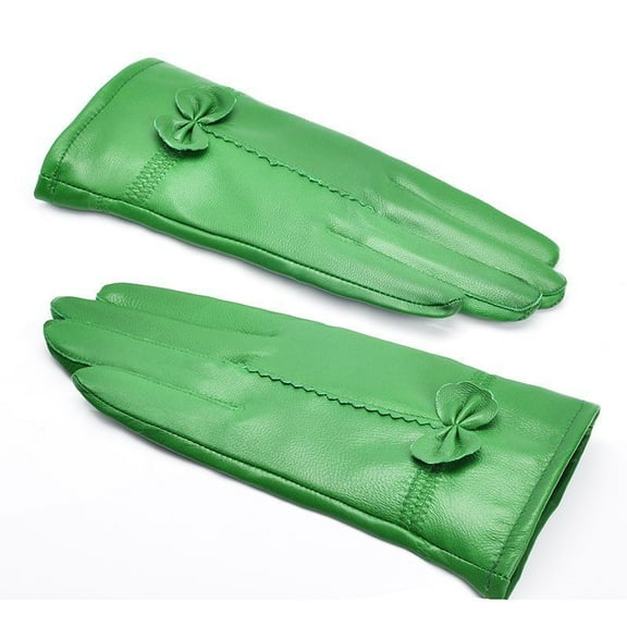 Short Leather Gloves Cashmere Lined for Winter Cycling Gloves Driving Gloves