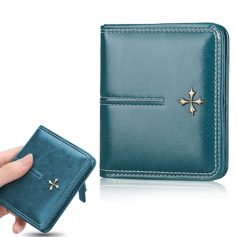 Short Leather Wallet for Women, TSV Small Bifold Buckle Purse, Pocket Card  Coin Holder with ID Window