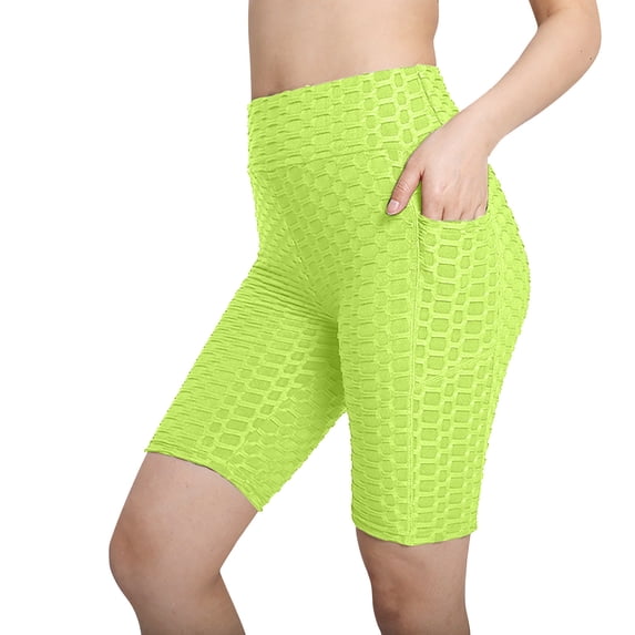 Short Leggings for Women Honeycomb Butt Lifting Cycling Legging Shorts Workout Tights Running Shorts Gym Yoga Pants High Waisted Hot Pants Soft Long Briefs for Under Dresses