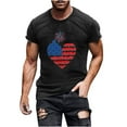 thumbnail image 1 of Short Length Sleeve Mens Tops Mens 4Th Of July Shirts American Flag Patriotic Short Sleeve T-Shirt Black 3Xl, 1 of 5