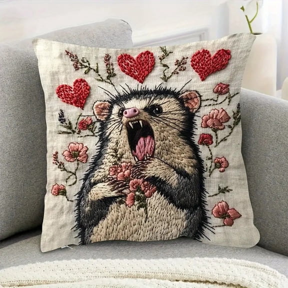 Short Lint Pillow Cover, Cute Embroidered Throw Pillowcase, Decorative Sofa Bedroom Living Room Accent(Multicolor-A)