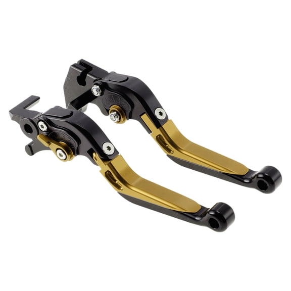 Short Long Brake Clutch Levers for Yamaha MT125 14-21 6 Positon Adjustable Motorcycle Handlebar Brake Lever Aluminum Alloy Black Head Gold Tone Handle