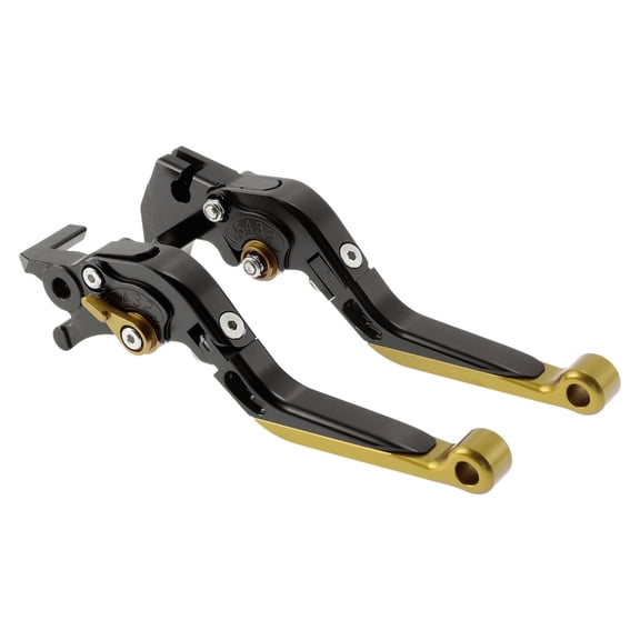 Short Long Brake Clutch Levers for Yamaha MT125 14-21 6 Positon Adjustable Motorcycle Handlebar Brake Lever Aluminum Alloy Black Handle Gold Tone End