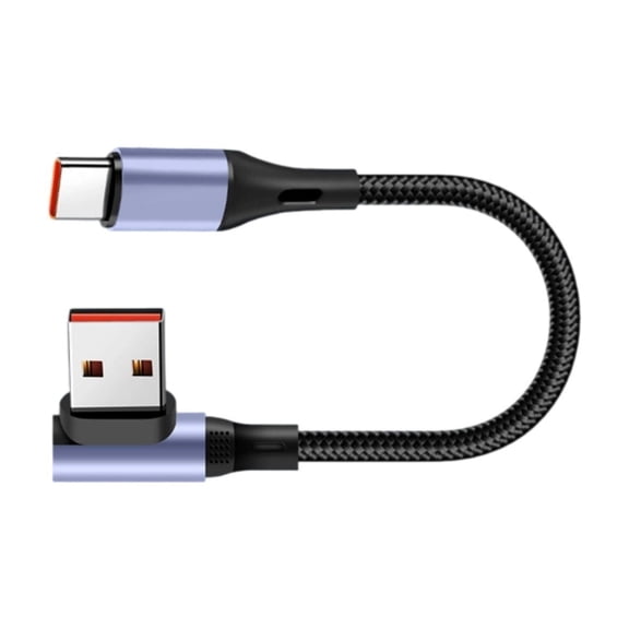 Short Male USB to Type C Charging Cable 6Amp Quick Charging Cord Wire Support Data Transfer for Laptops Phones Black
