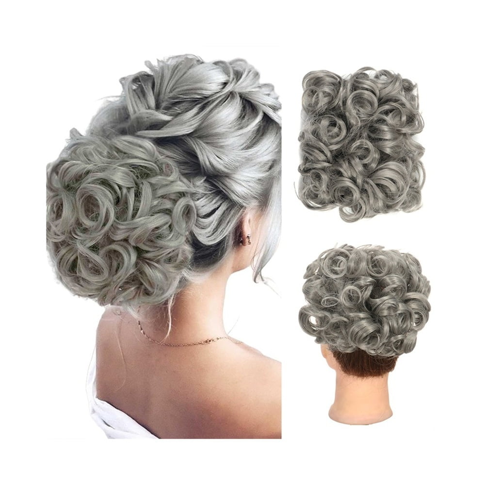 Short Messy Bun Hair Piece Curly Dish Hair Bun Extension Combs Clip in Ponytail Scrunchies
