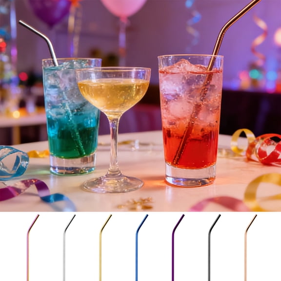 Short Metal Straws Stainless Steel Straws Reusable Bent Metal Straw for Cocktails Drinking Straw for Coffee Mugs Small Glasses Cups