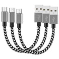 thumbnail image 1 of Short Micro USB Cable Fast Quick Charging Cord, Data Sync Aluminum Connector Charging Portable 25CM Cord, Nylon Braided, 3 Pack, 10-inch, 1 of 1