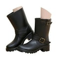 thumbnail image 1 of Short Mid Calf Rain Boots for Women Fashion Classic Buckle Waterproof Rubber Slip on Rainboots Garden Shoes, 1 of 9