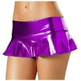 thumbnail image 1 of Short Mini Skirts For Women Trendy High Waisted Leather Pleated Solid Ruffle Skirt, 1 of 2