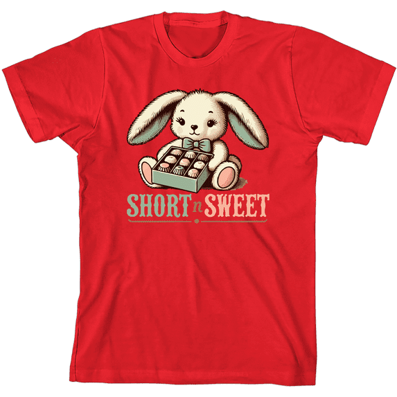 Short N Sweet Boy's Red Crew Neck Short Sleeve Tee-Medium